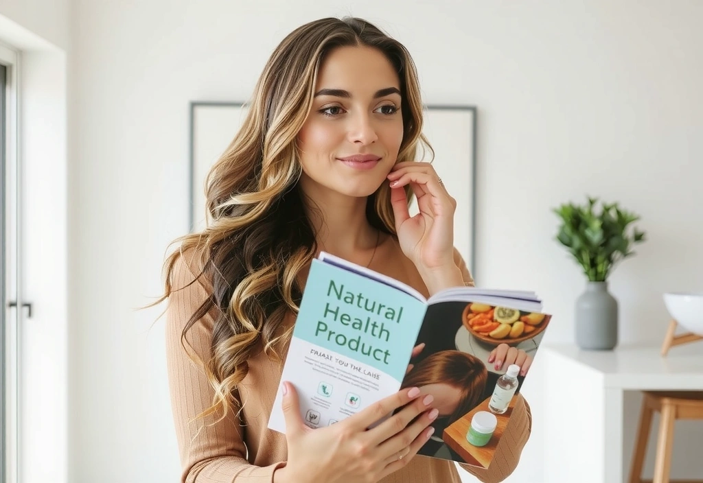 Mujer leyendo sobre productos de Fallavitcv