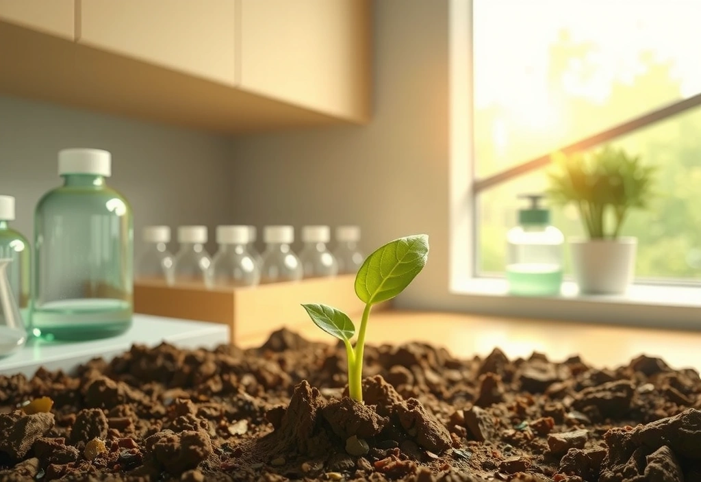 Ilustración que representa el crecimiento de una semilla a una planta exuberante, simbolizando el origen y la evolución de Fallavitcv desde la naturaleza.